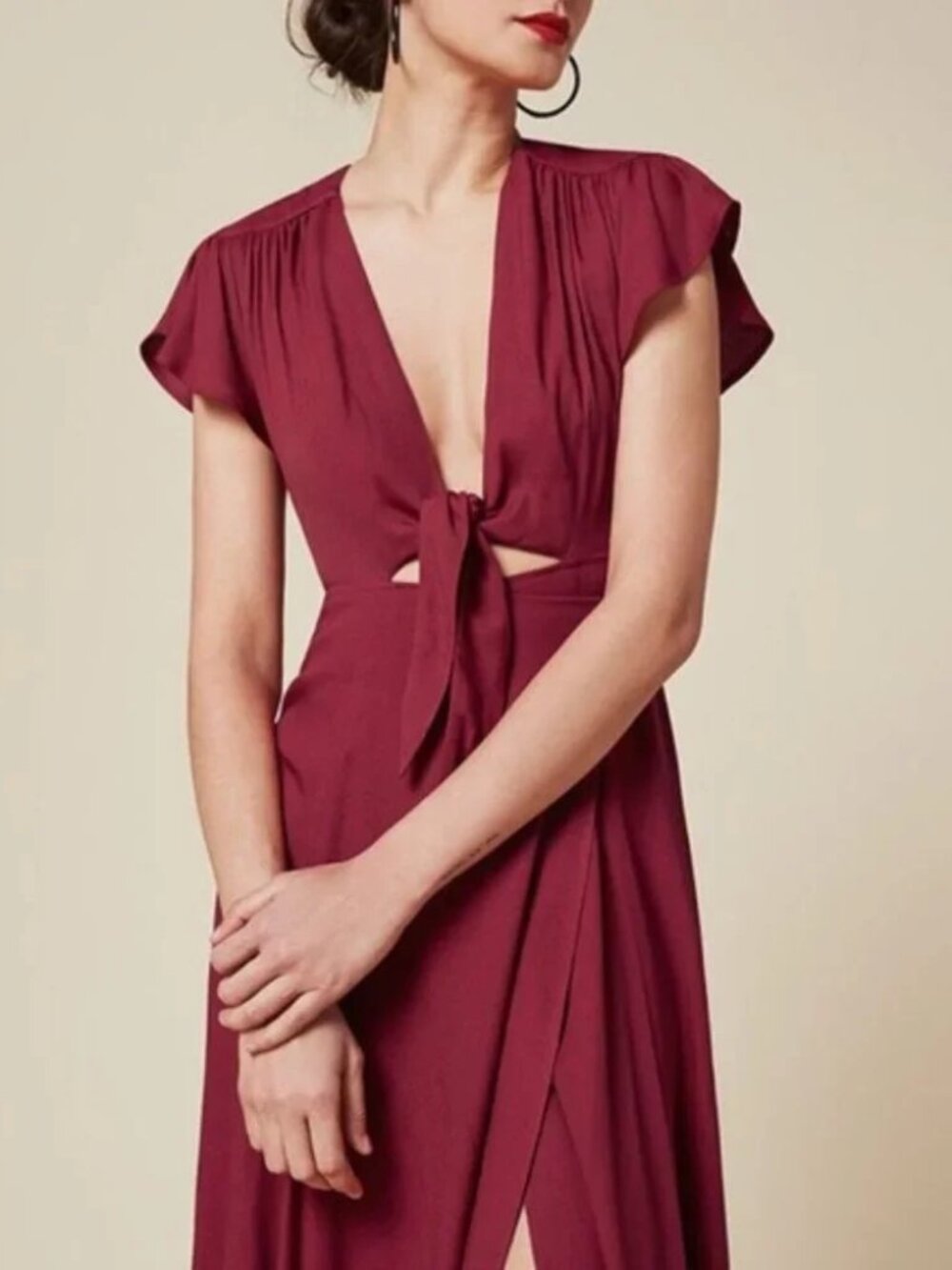 Reformation Orchid Wrap Dress in Red I Size 2 - Picture 3 of 8